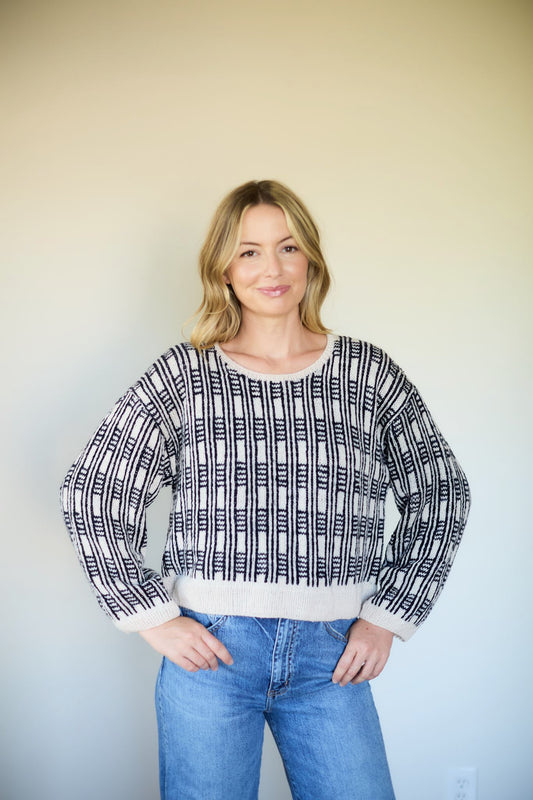Kitty Pashmina Pullover in Black and White or Green and Pink Made to Order