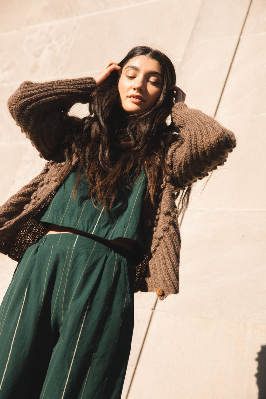 Katie Handwoven Cotton Set in Dark Green Made to Order