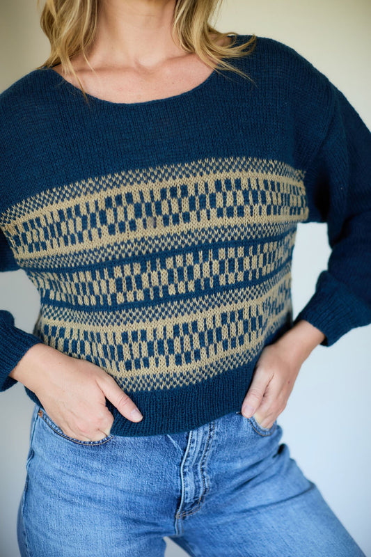 Ola Pashmina Pullover in Opal and Chestnut or Brown and Cream Made to Order