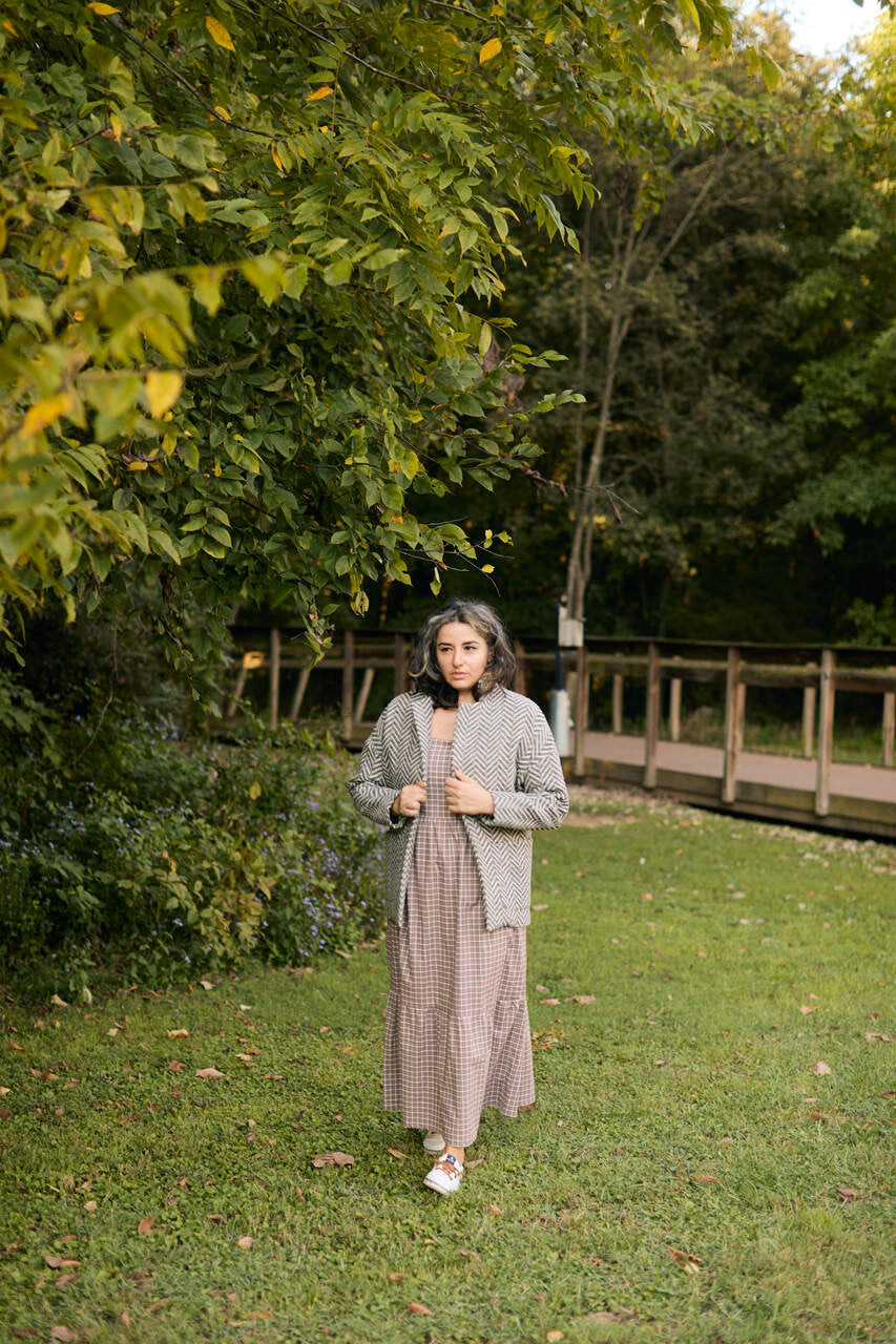 Portuguese Wool Pieper Coat in Black and White Herringbone Made to Order