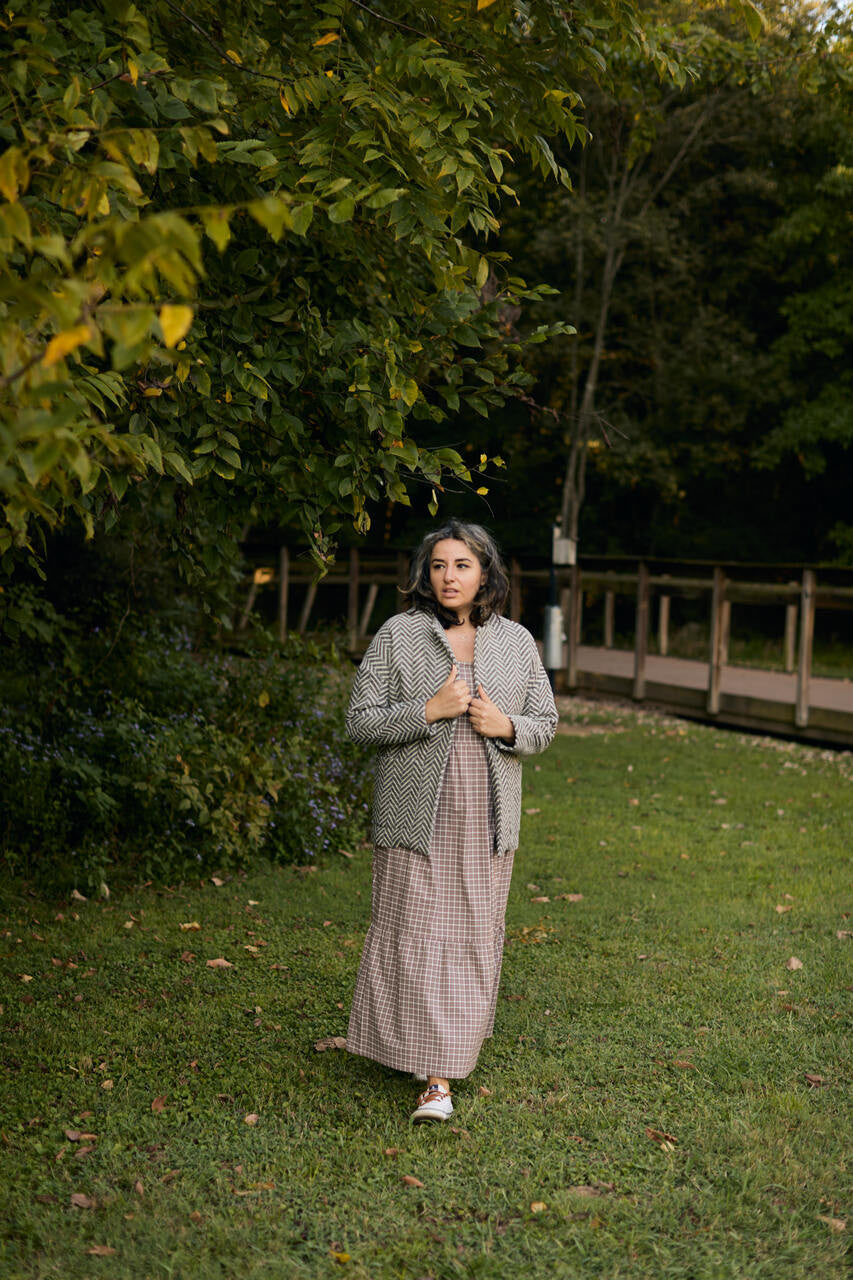 Portuguese Wool Pieper Coat in Black and White Herringbone Made to Order