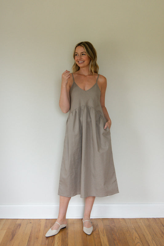 Faro Dress in Rose Mauve Linen