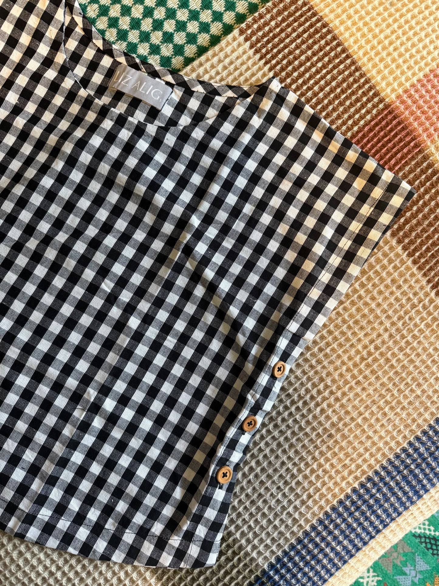 Katie Handwoven Cotton Set in Black and White Gingham