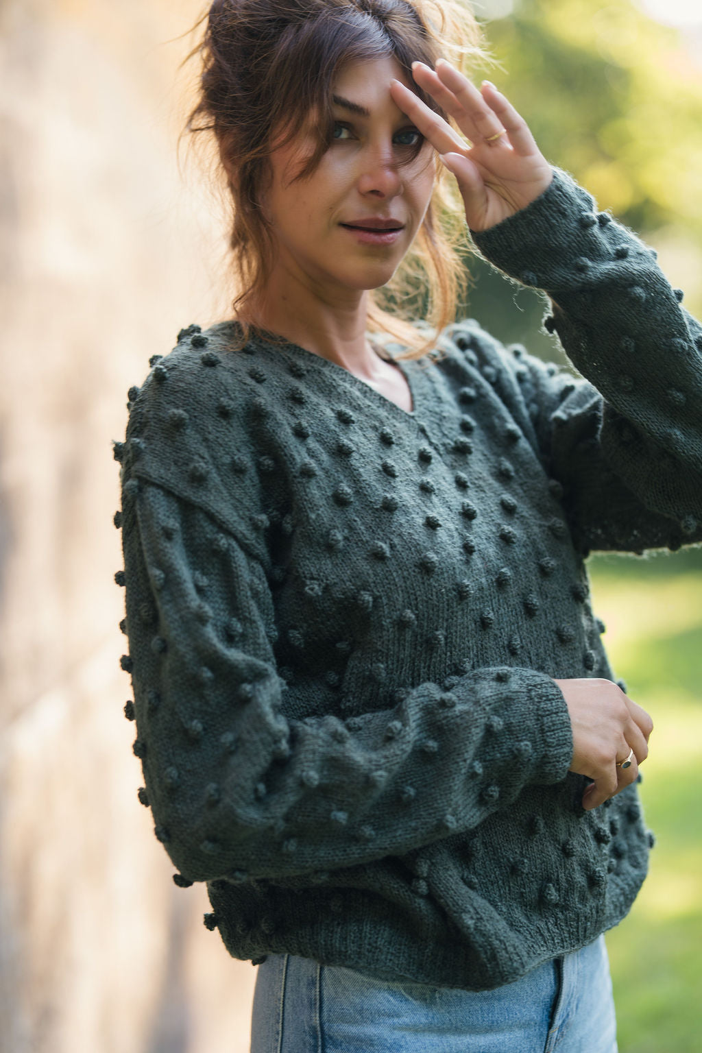 Francis Wool Sweater in Forest Green Made to Order