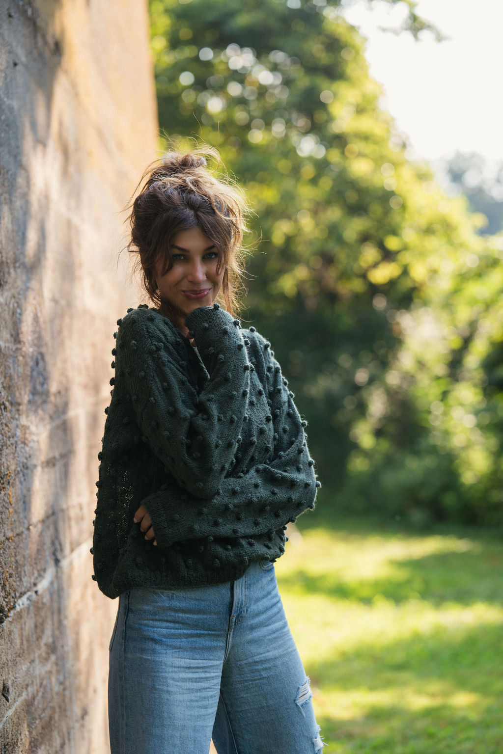 Francis Wool Sweater in Forest Green Made to Order