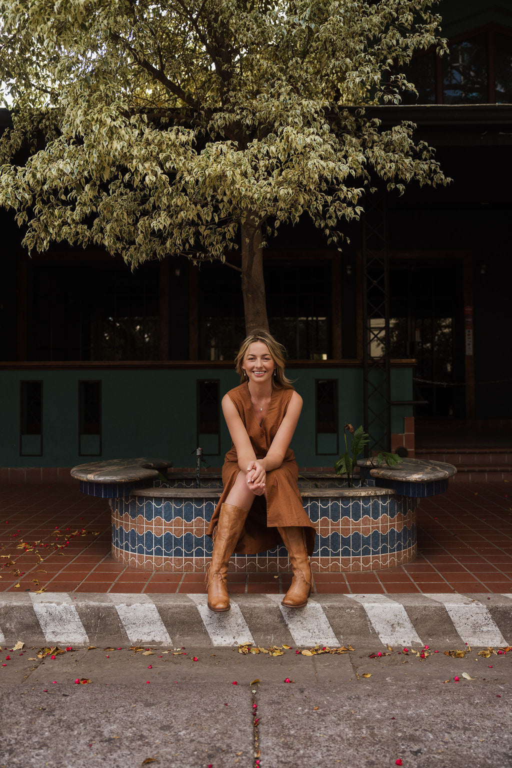 Marcy Midi Dress in Terracotta Cotton
