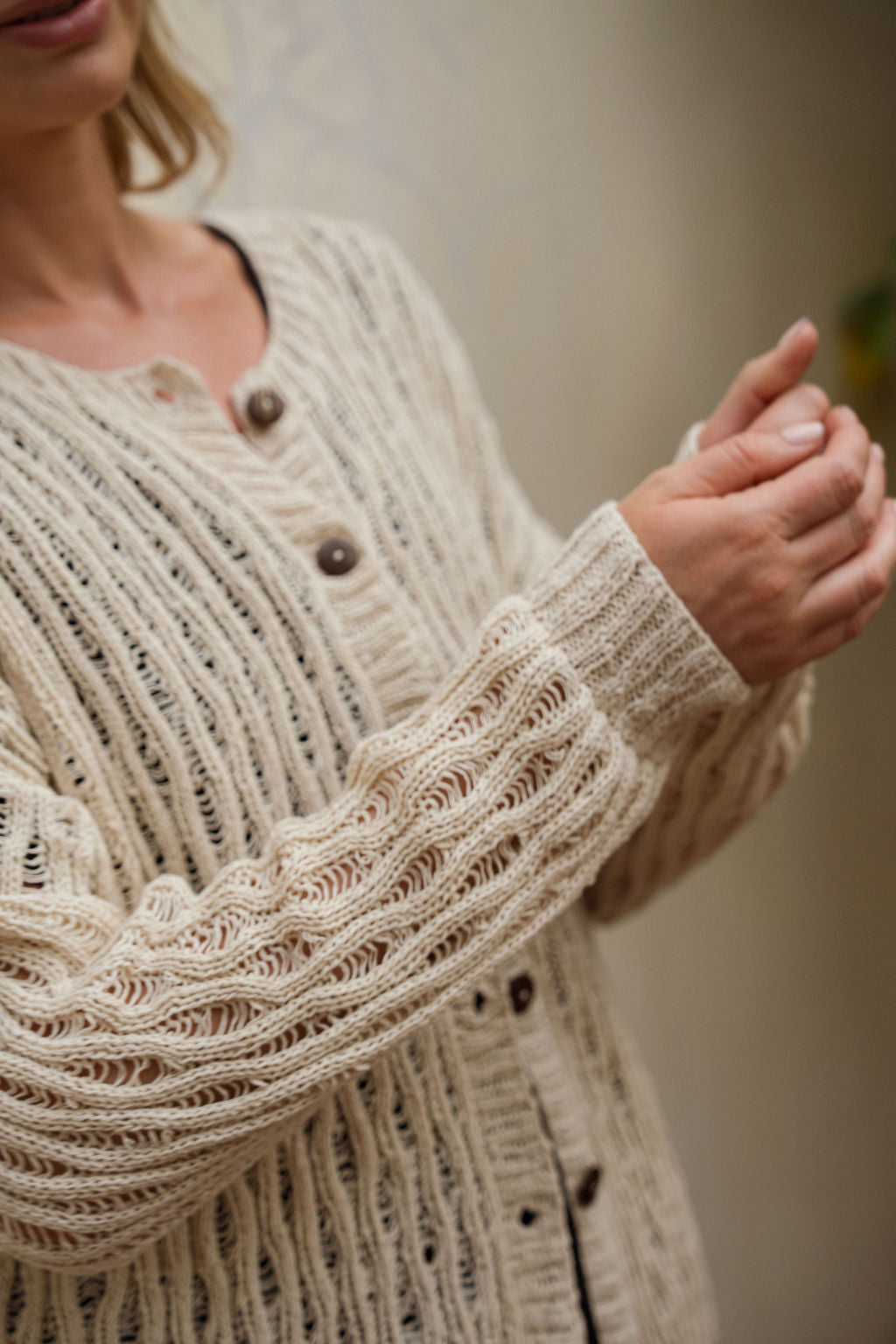 Alice Cotton Cardigan in Natural White Made to Order