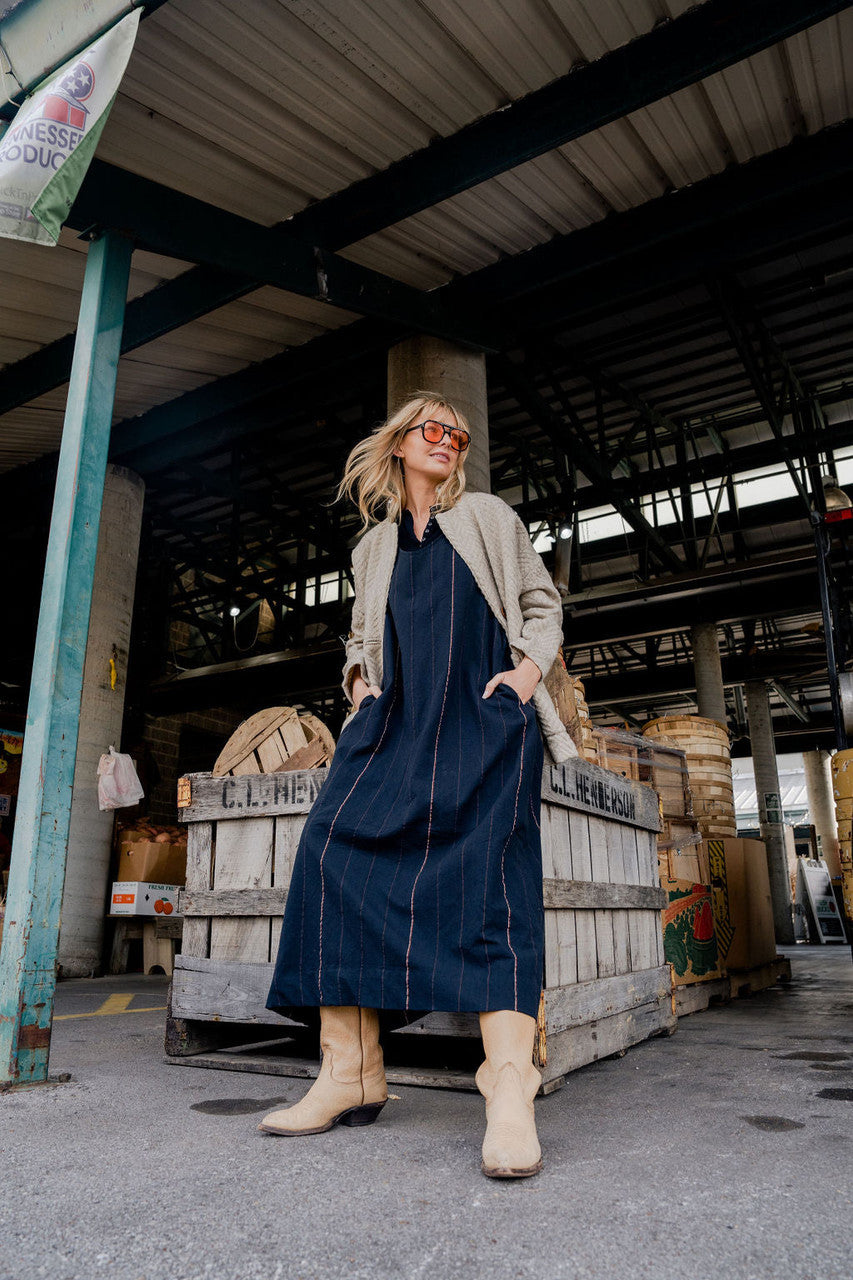 Portuguese Wool Pieper Coat in Neutral Mix-Match Herringbone Made to Order
