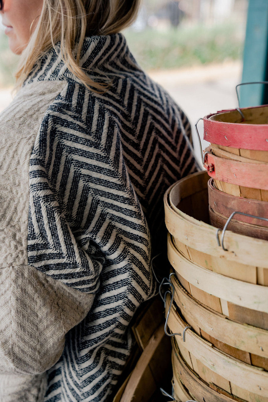 Portuguese Wool Pieper Coat in Neutral Mix-Match Herringbone Made to Order