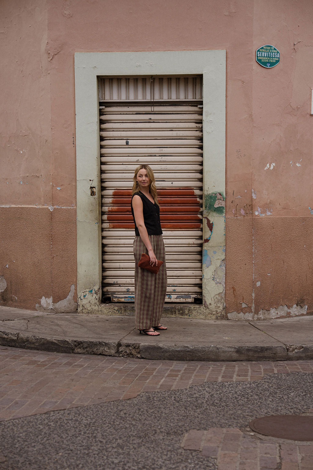 Katie Handwoven Cotton Pants in Mauve Gingham Made to Order