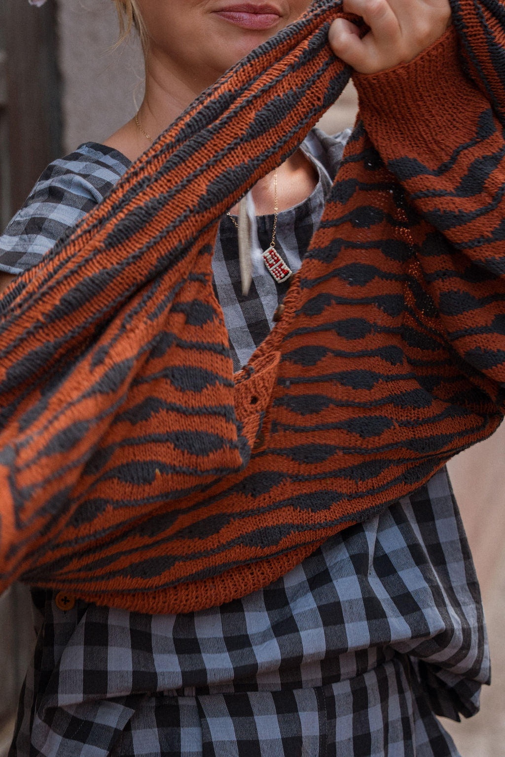 Frida Henley in Ruse and Blue Stripe Made to Order