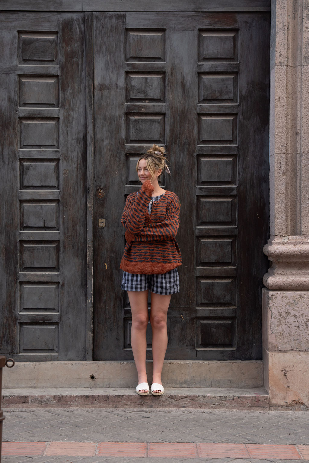Frida Henley in Ruse and Blue Stripe Made to Order