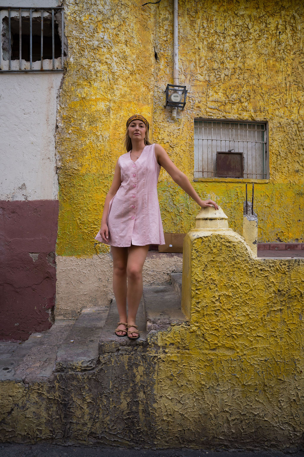 Marcy Mini Dress in Rose Linen