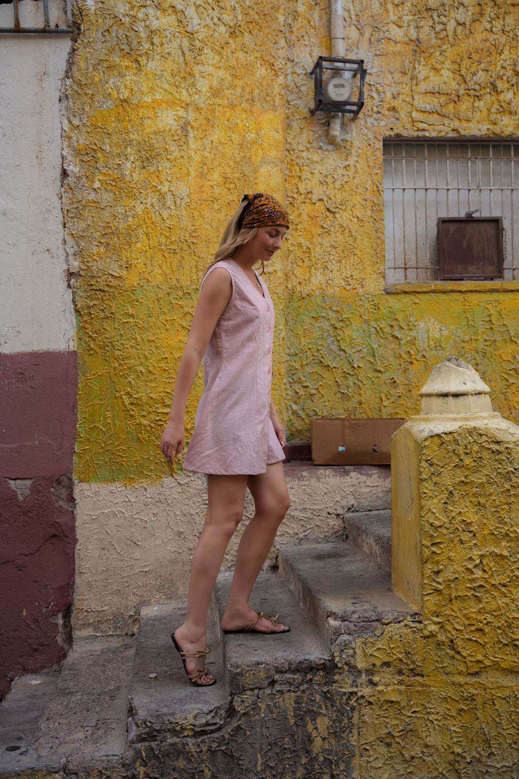 Marcy Mini Dress in Rose Linen