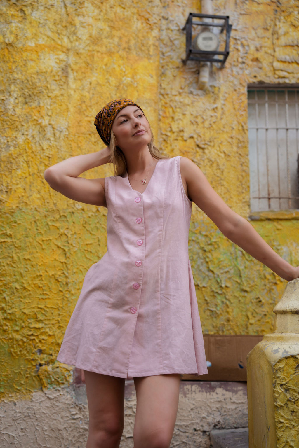 Marcy Mini Dress in Rose Linen