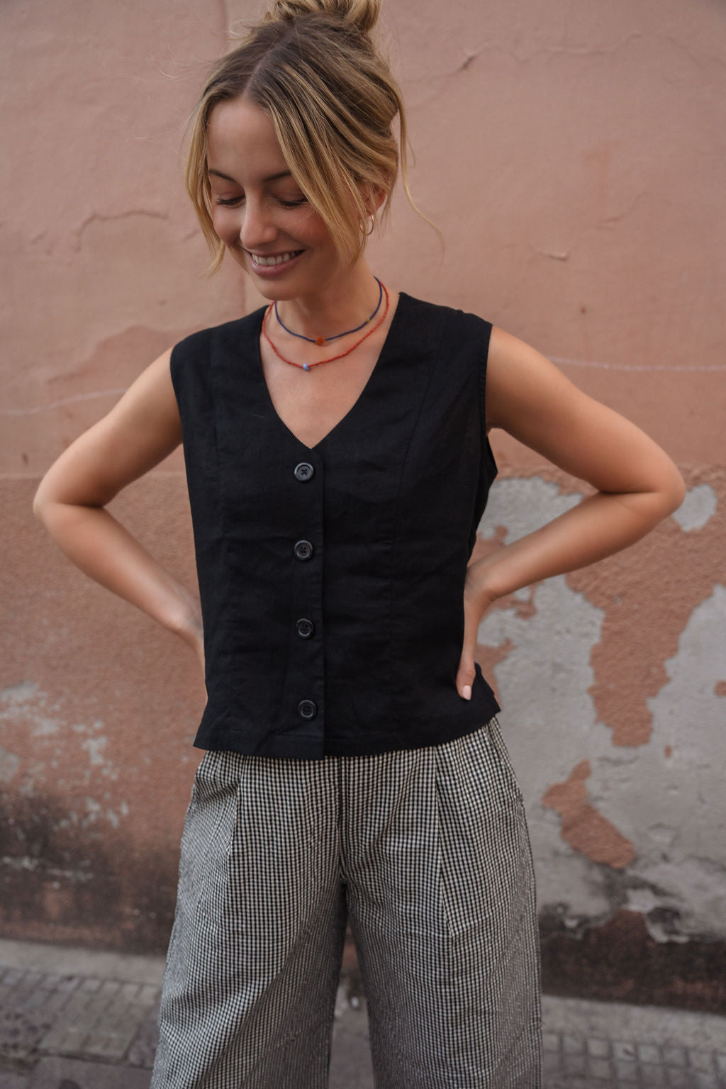 Katie Handwoven Cotton Set in Black and White Gingham Made to Order