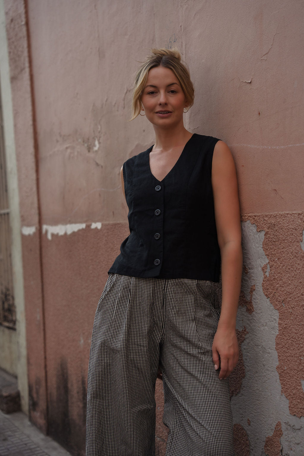 Katie Handwoven Cotton Set in Black and White Gingham Made to Order
