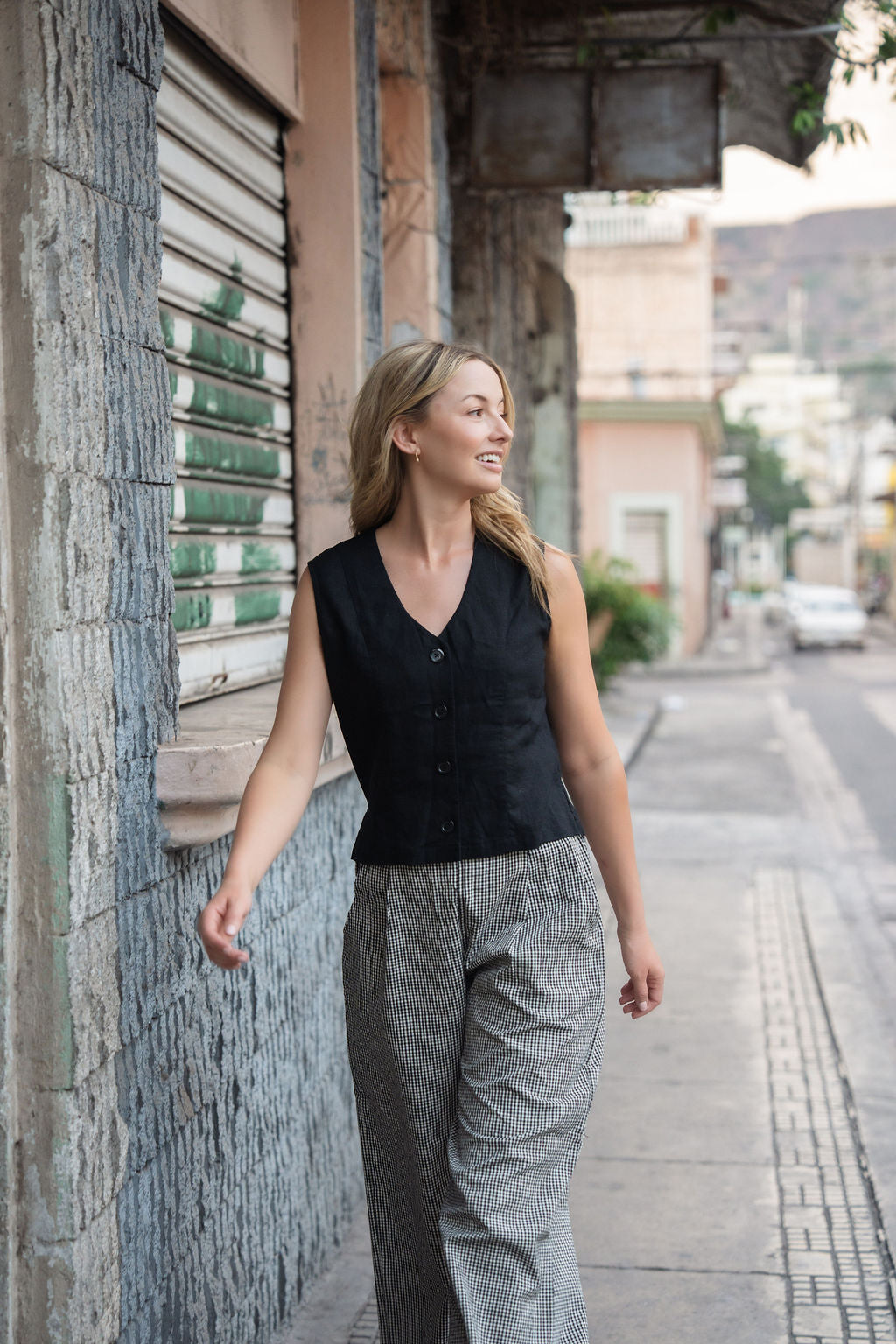 Katie Handwoven Cotton Set in Black and White Gingham Made to Order