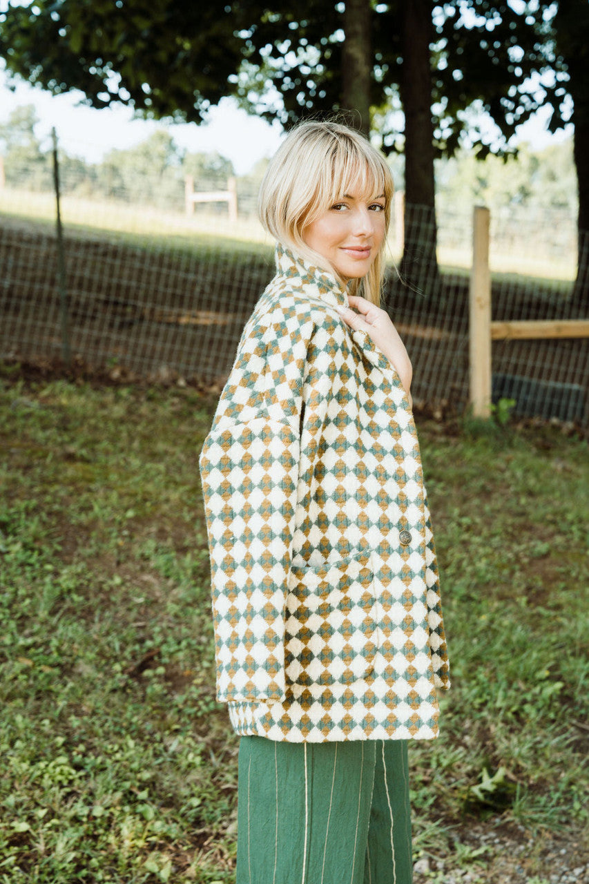 Portuguese Wool Pieper in Sage and Mustard Check Made to Order
