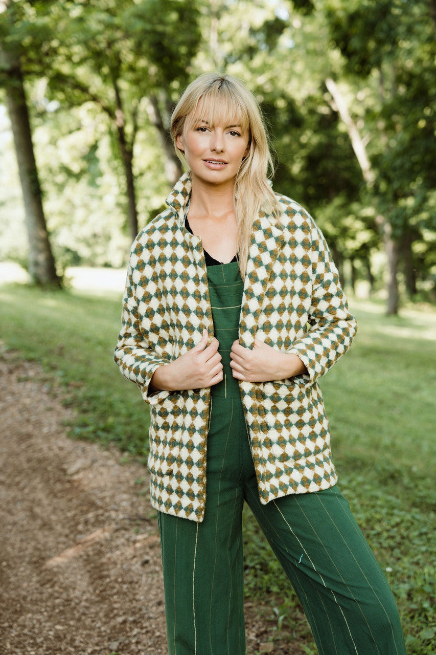 Portuguese Wool Pieper in Sage and Mustard Check Made to Order