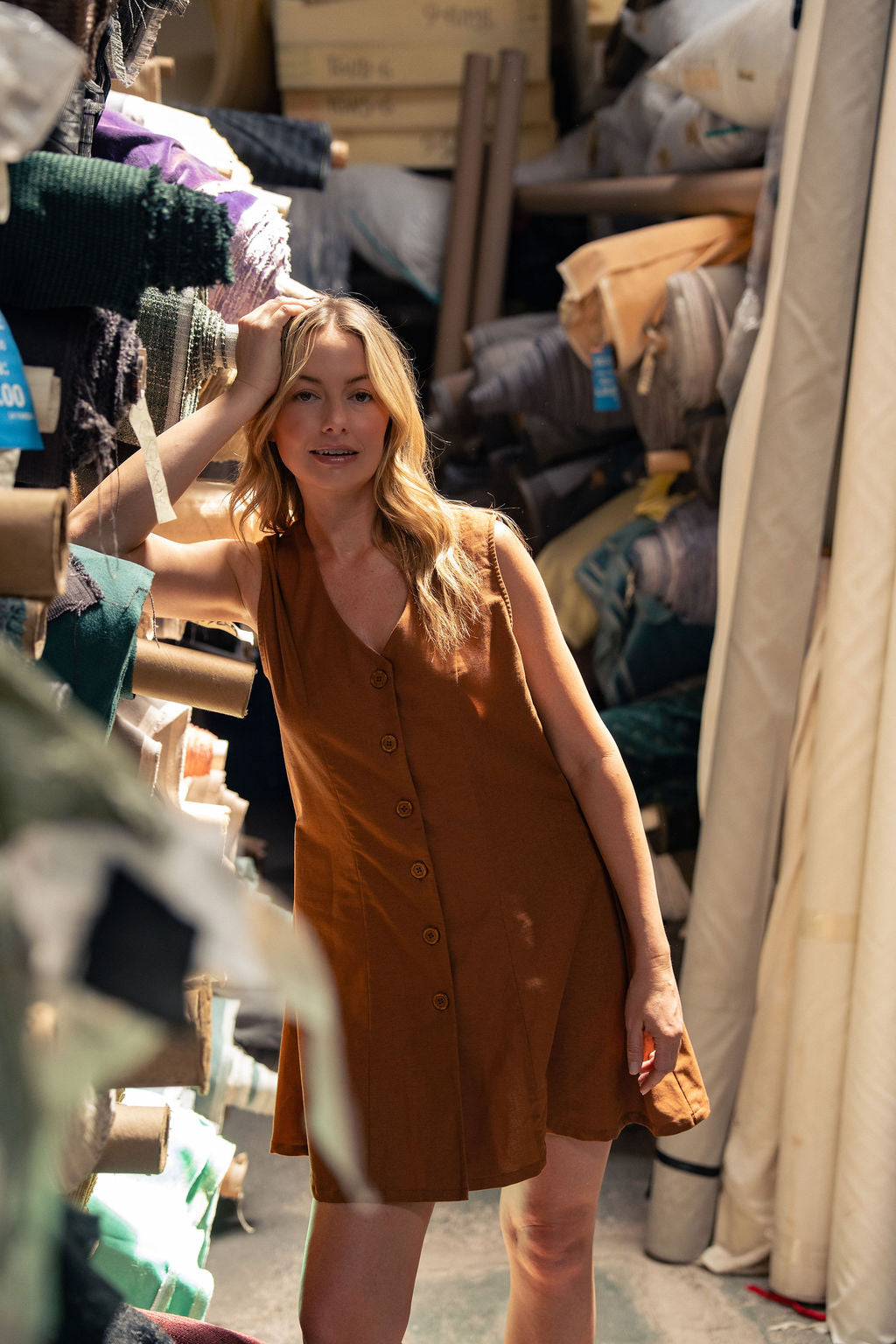 Marcy Mini Dress in Terracotta Cotton