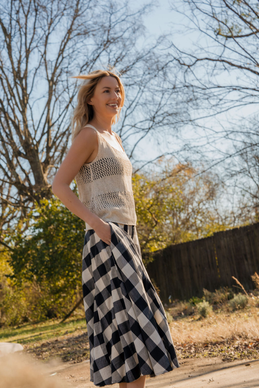 Lindy Hand Knit Cotton Lace Tank in Mauve Brown