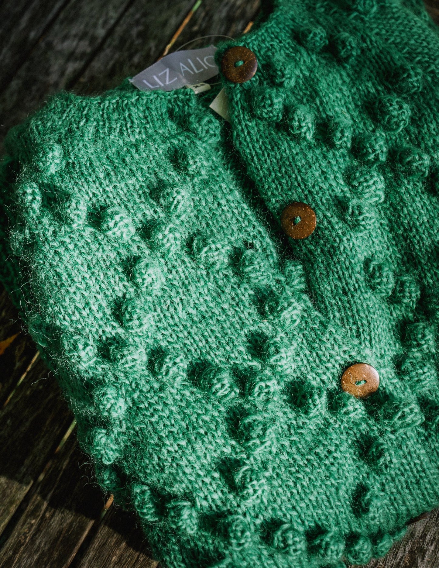 Hand Knit Nepali Wool Jill Sweater in Emerald Green Made to Order