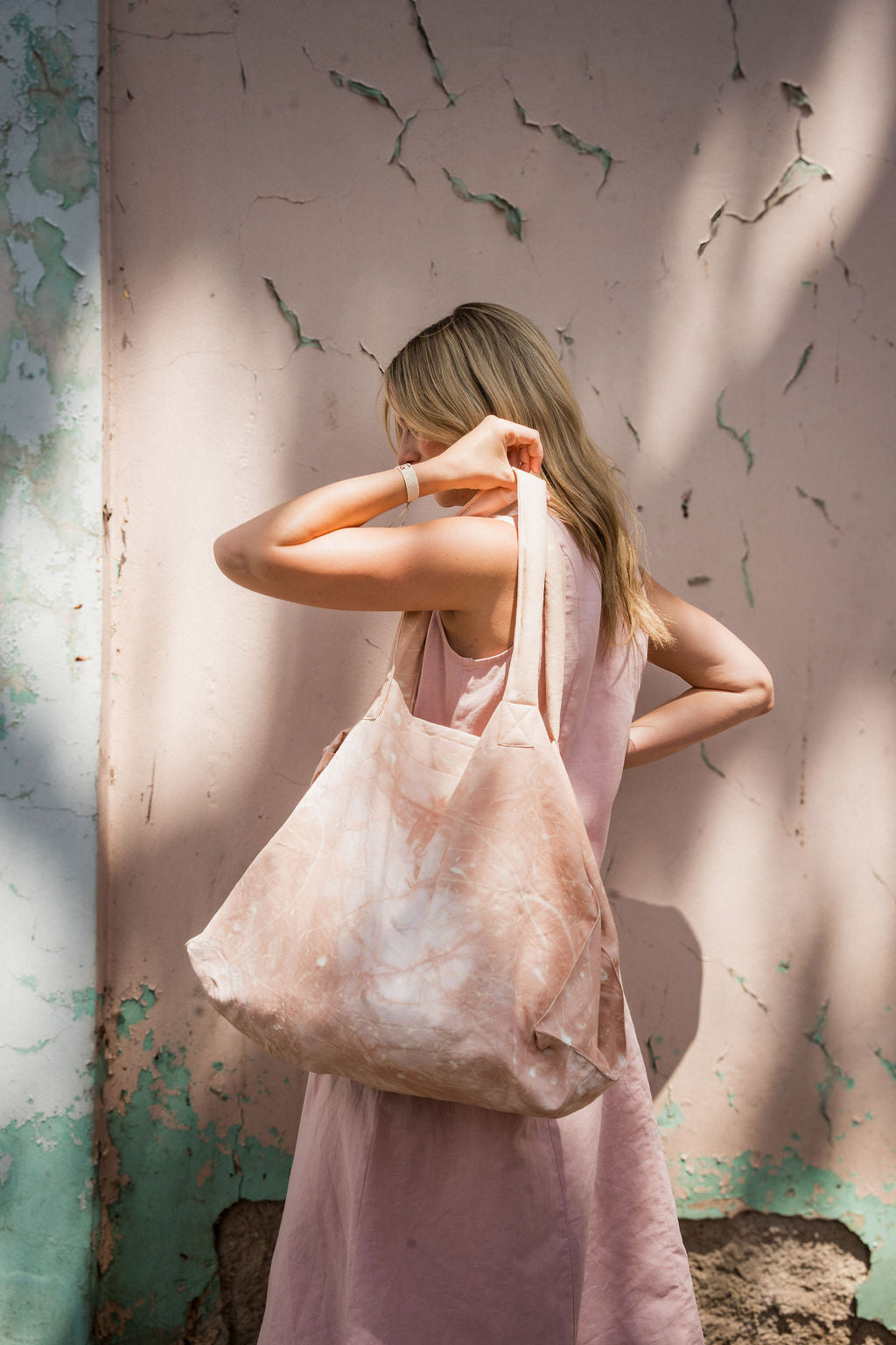 Marcy Midi Dress in Blush Linen
