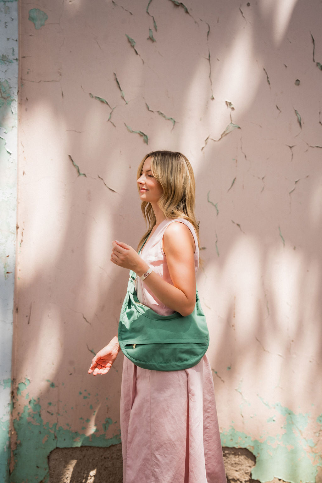 Marcy Midi Dress in Blush Linen