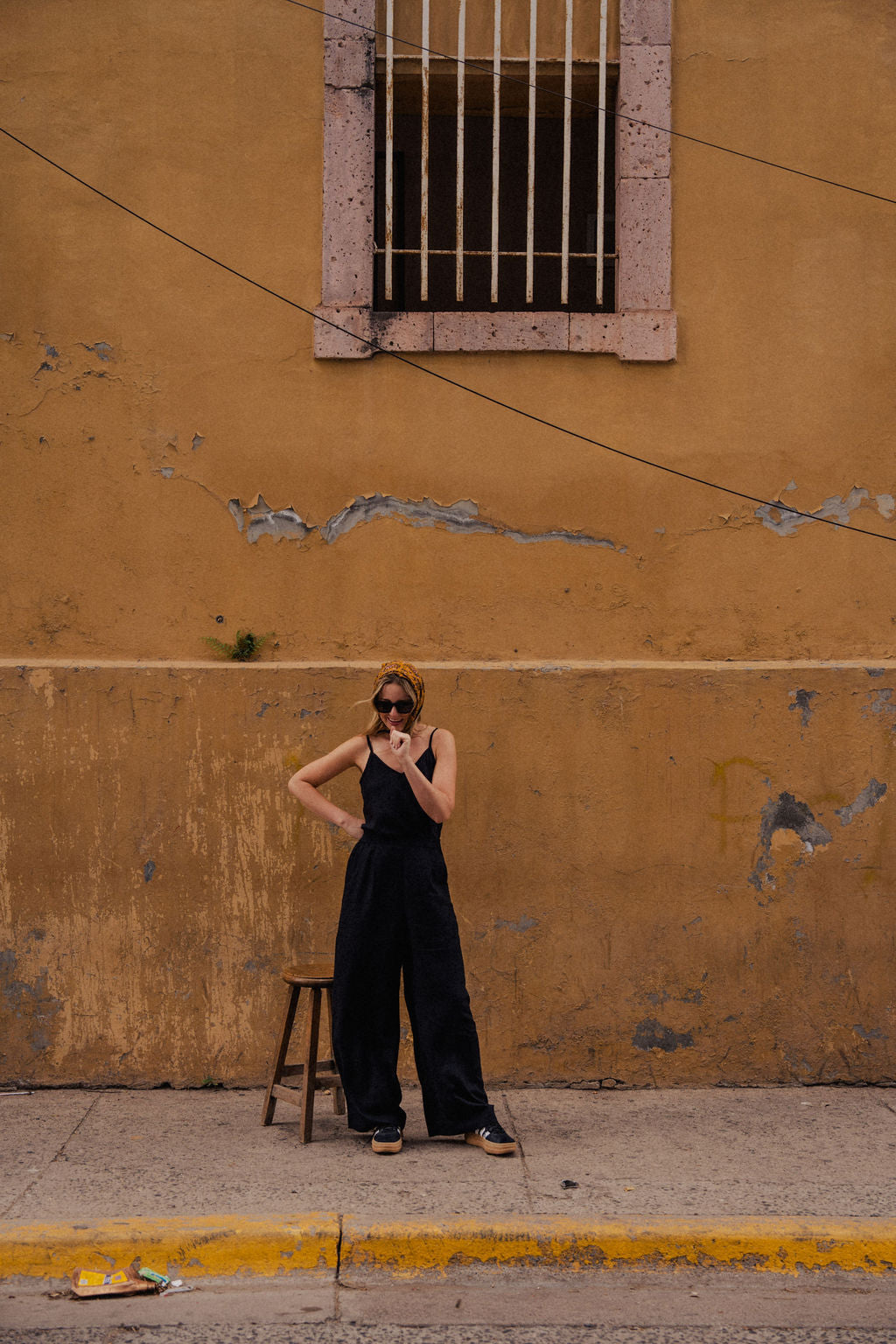Bias Cut Tank in Black Linen