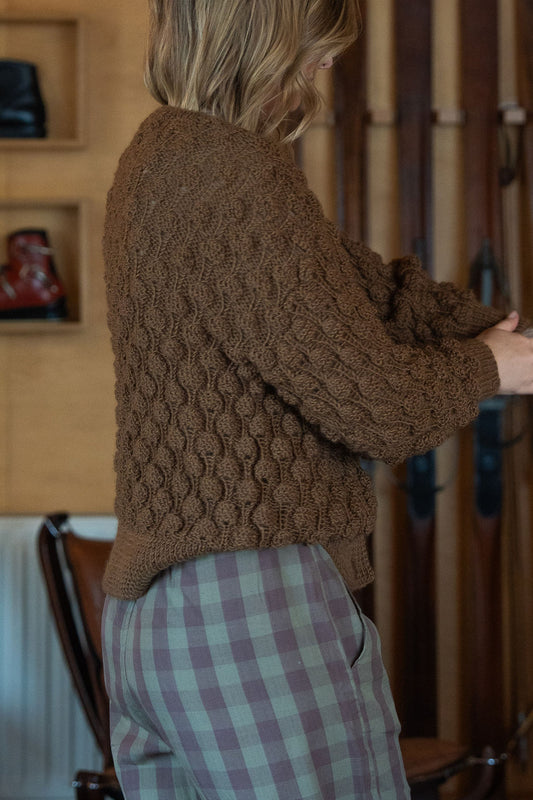 Quinn Wool Cardigan in Light Brown
