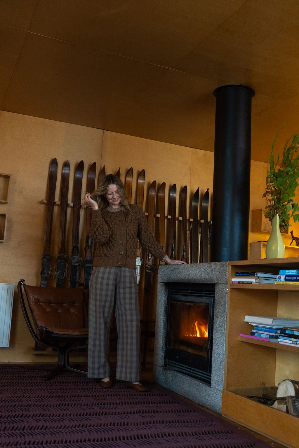 Quinn Wool Cardigan in Light Brown