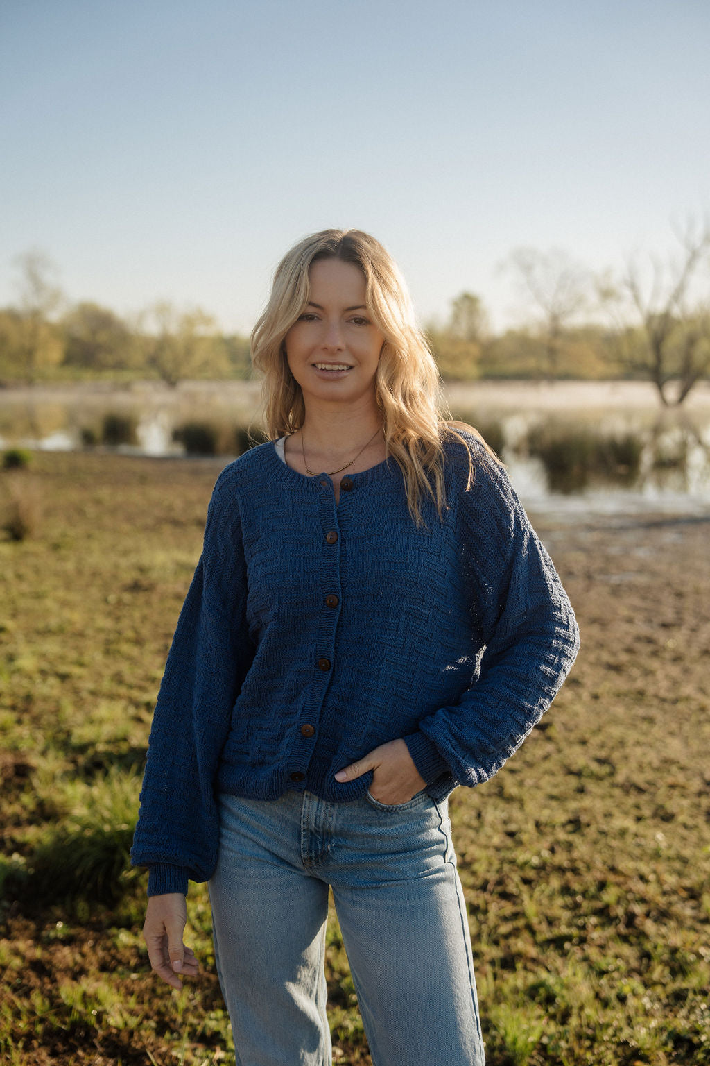 Hazel Cotton Cardigan in Periwinkle
