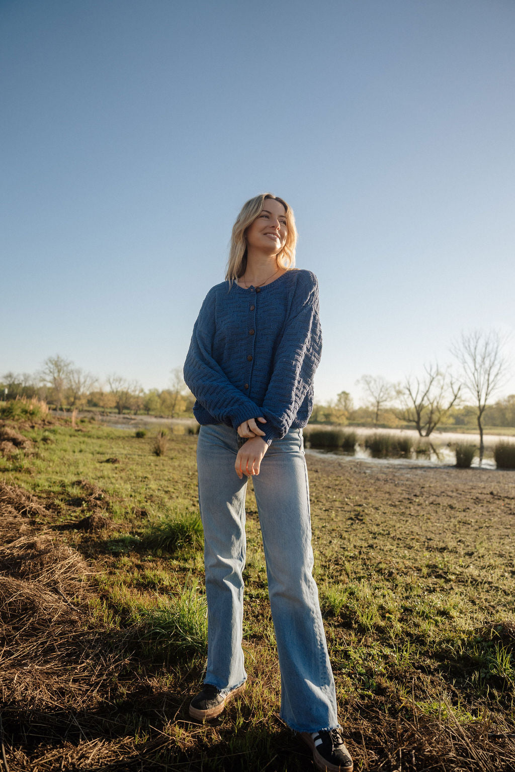 Hazel Cotton Cardigan in Periwinkle