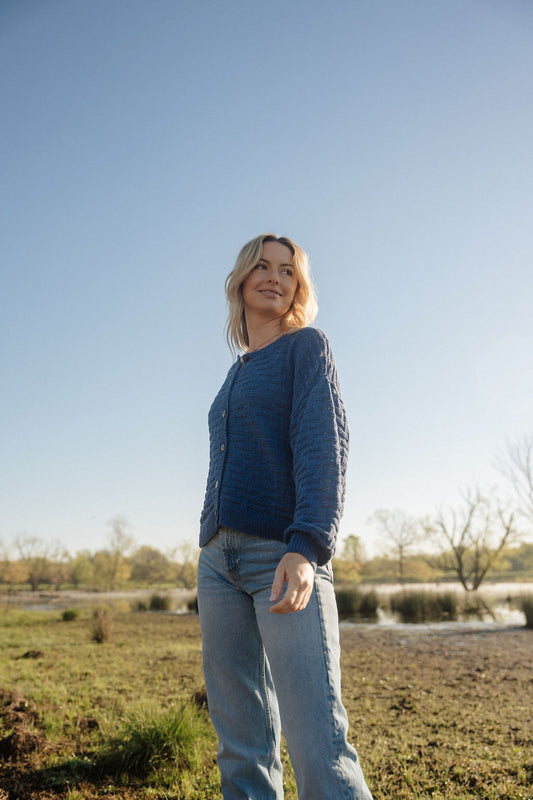 Hazel Cotton Cardigan in Periwinkle
