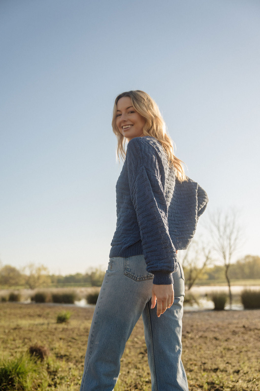 Hazel Cotton Cardigan in Periwinkle