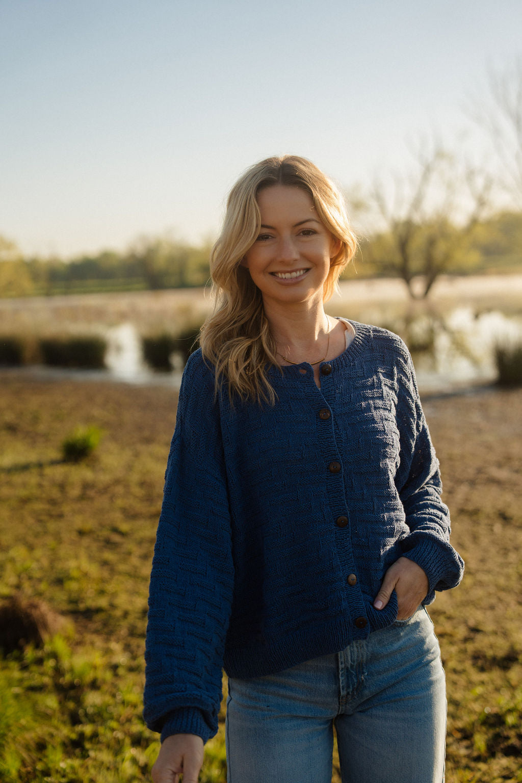 Hazel Cotton Cardigan in Periwinkle