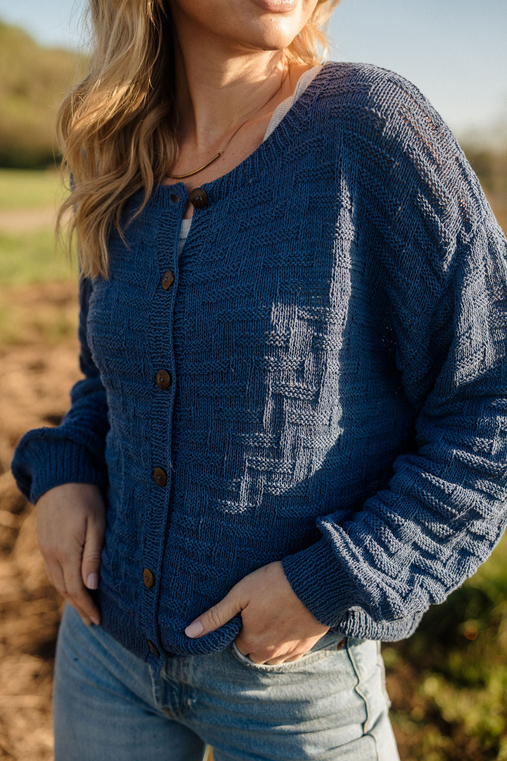 Hazel Cotton Cardigan in Periwinkle