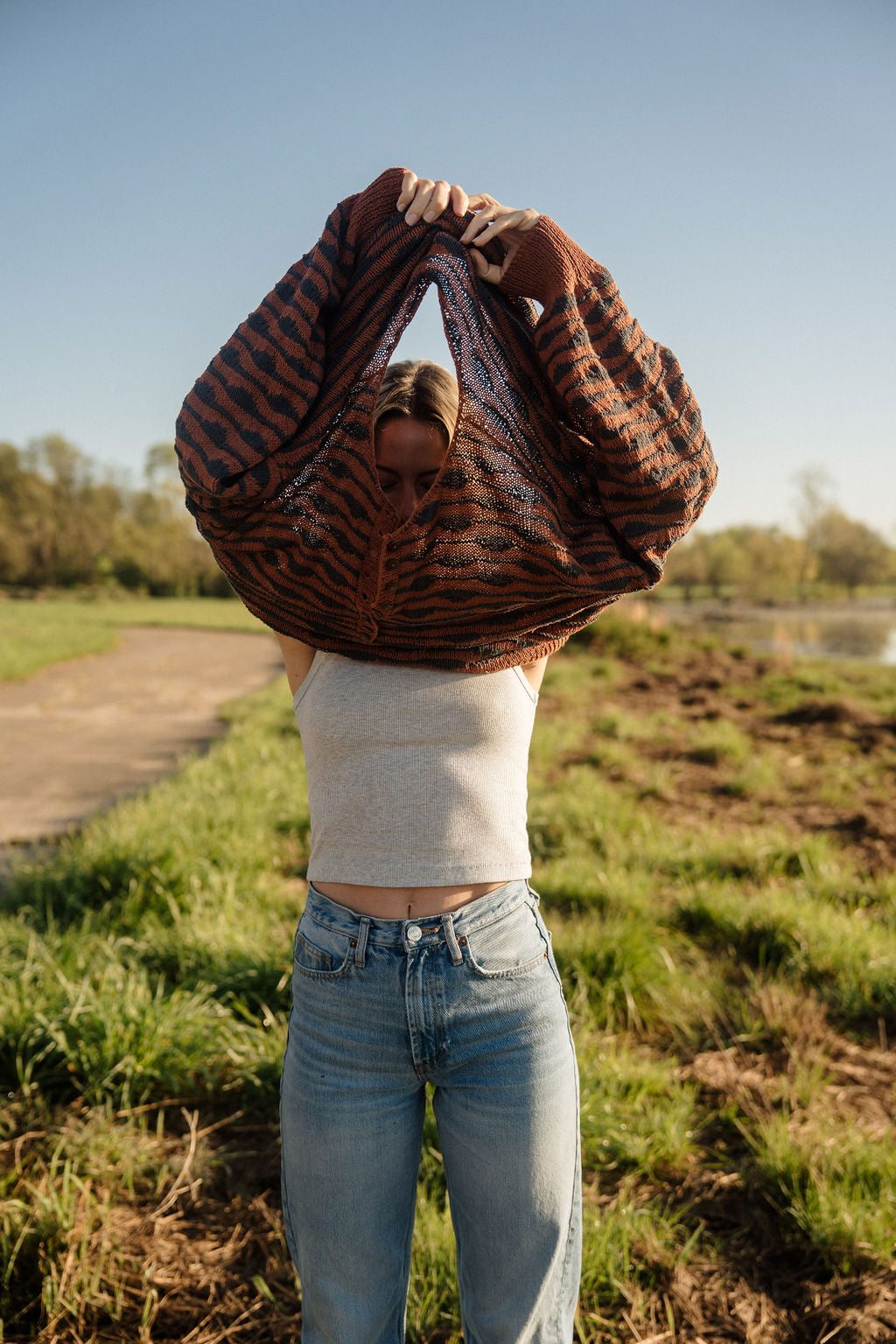 Frida Henley in Ruse and Blue Stripe Made to Order