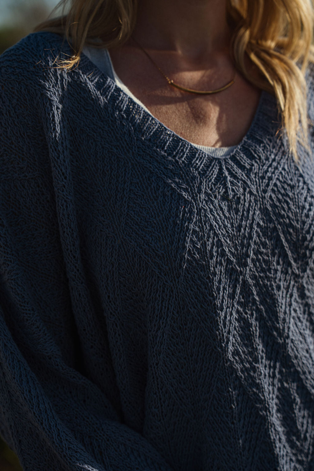 Chloe Textured V Knit Pullover in Periwinkle Made to Order