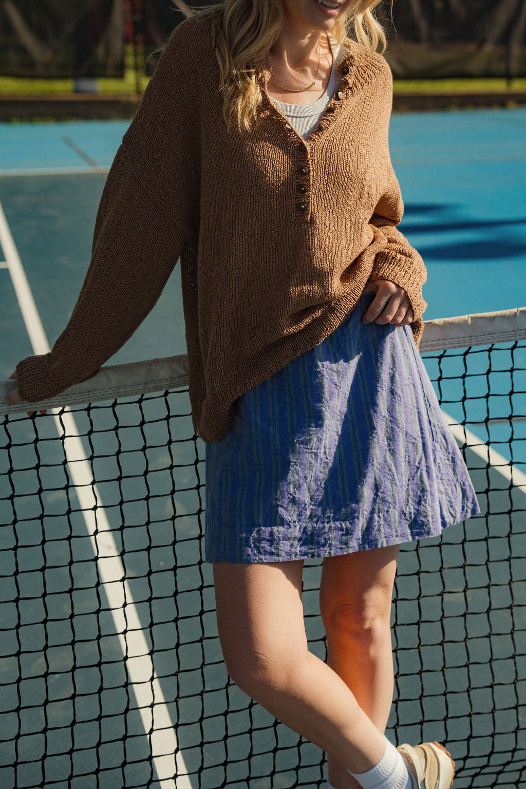 Dorothy Cotton Sweater in Mauve Brown Made to Order