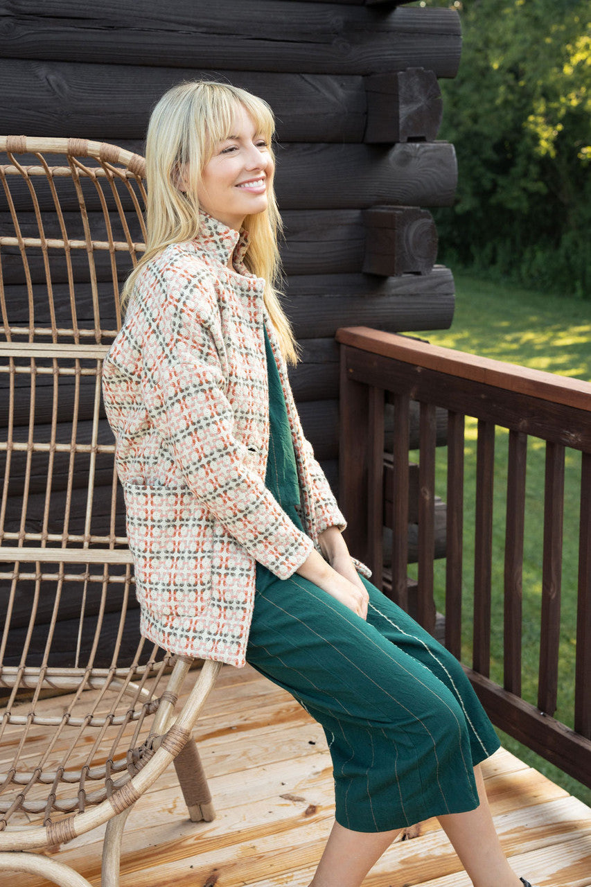 Portuguese Wool Pieper Coat in Blush Vintage Print Made to Order