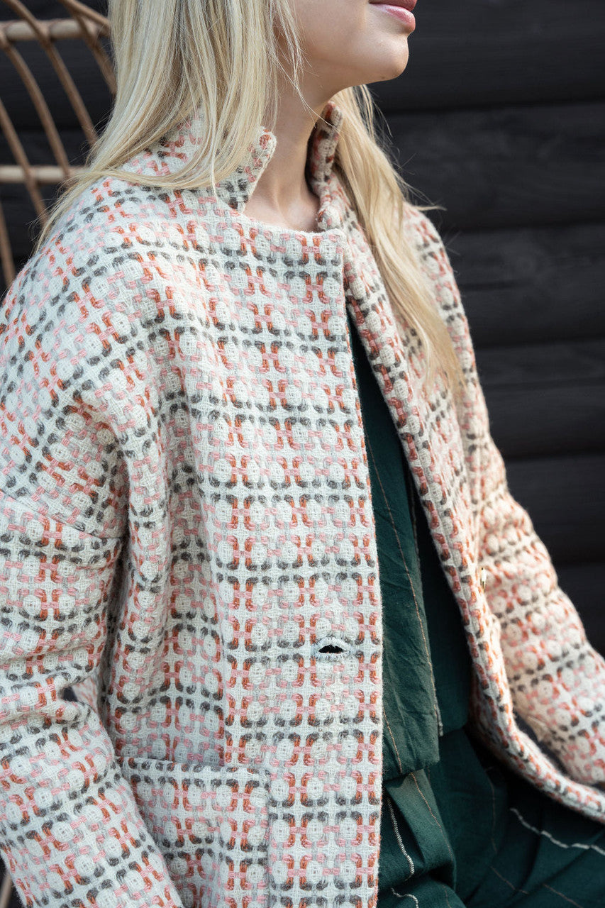 Portuguese Wool Pieper Coat in Blush Vintage Print Made to Order