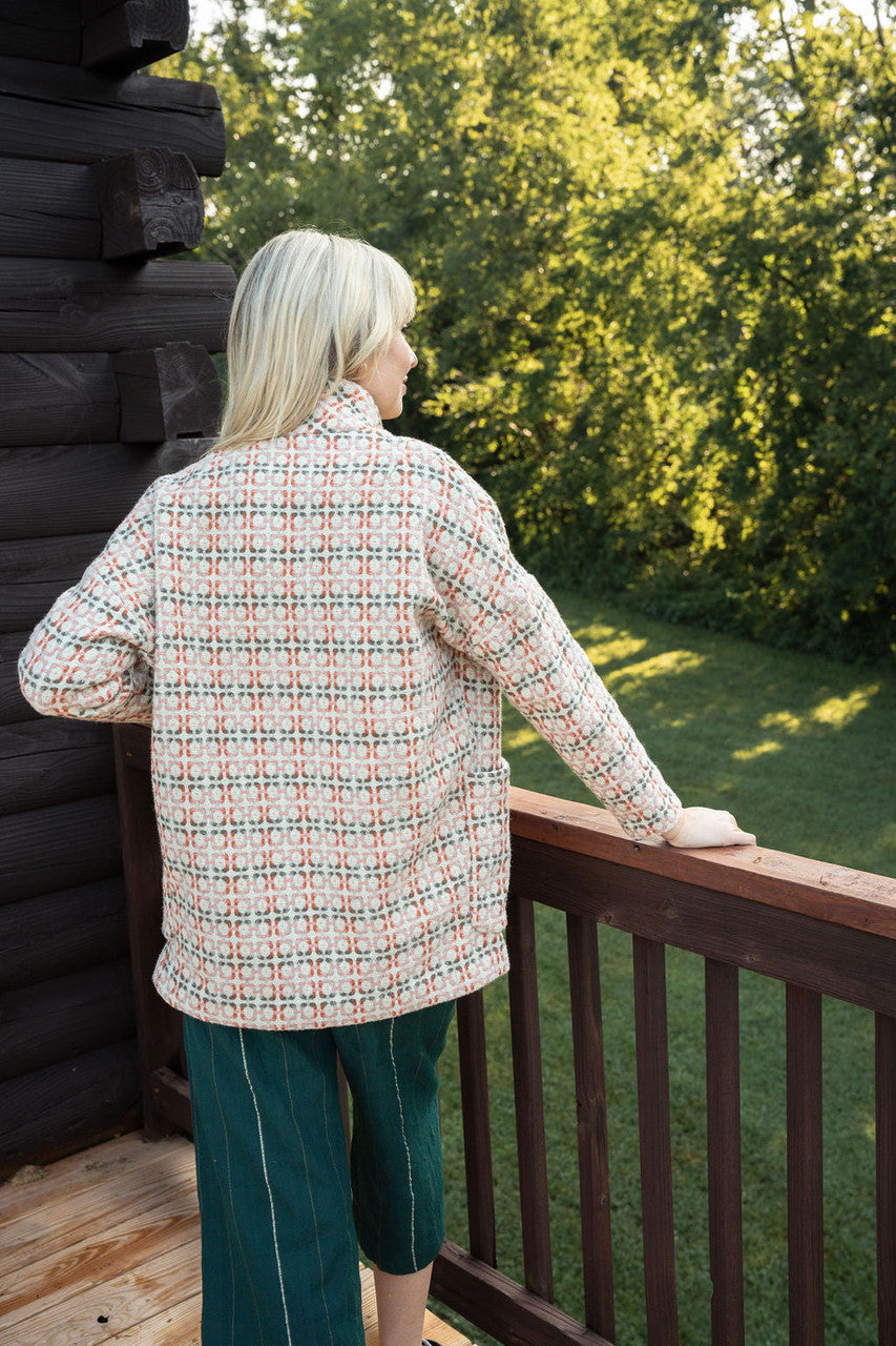 Portuguese Wool Pieper Coat in Blush Vintage Print Made to Order