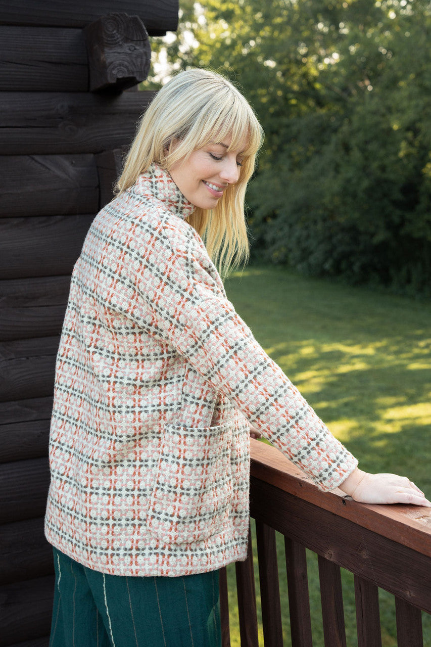 Portuguese Wool Pieper Coat in Blush Vintage Print Made to Order