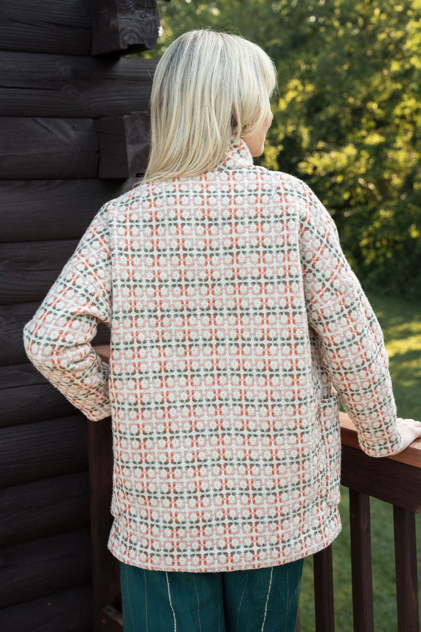 Portuguese Wool Pieper Coat in Blush Vintage Print Made to Order