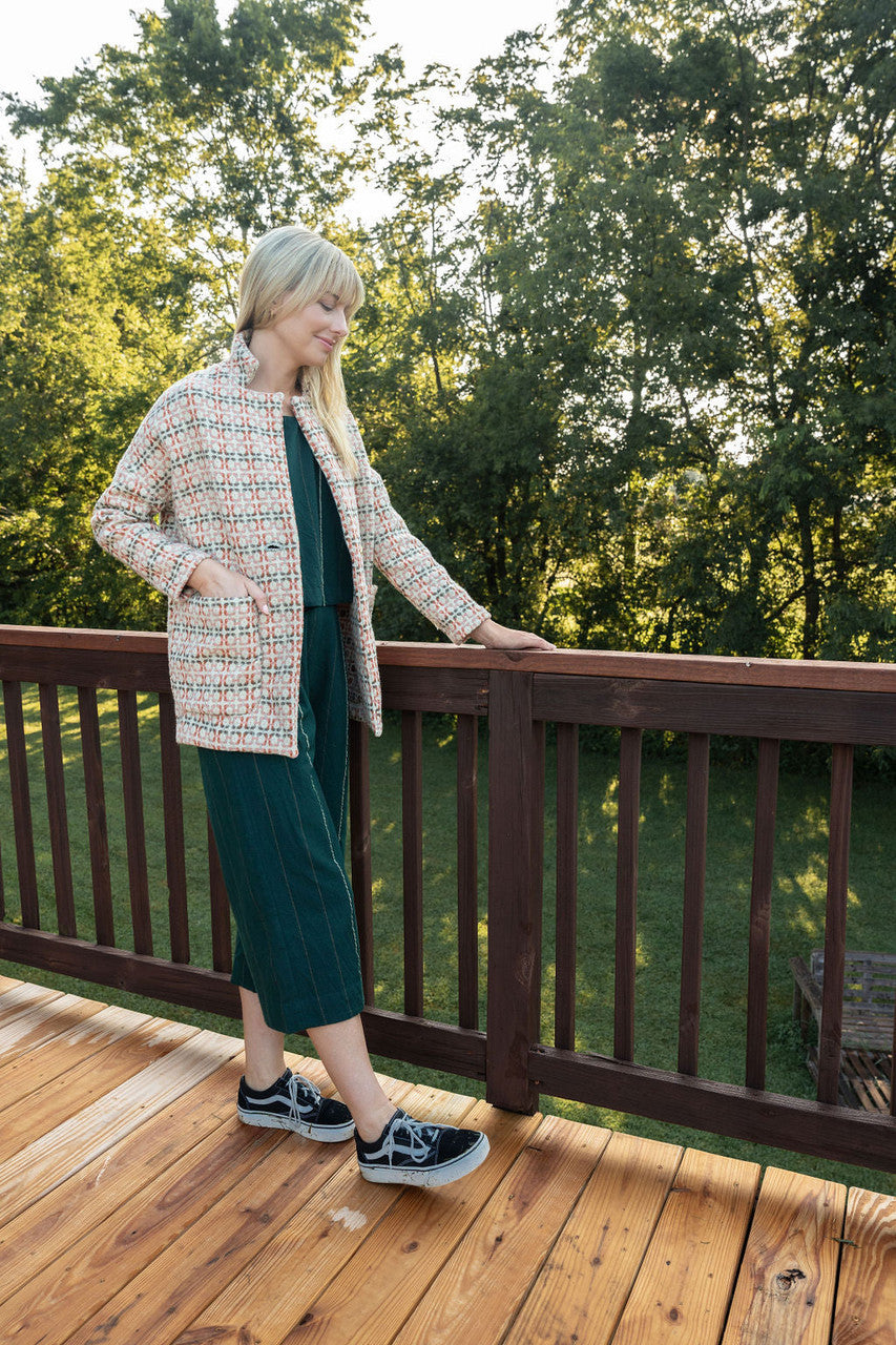 Portuguese Wool Pieper Coat in Blush Vintage Print Made to Order