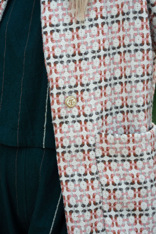 Portuguese Wool Pieper Coat in Blush Vintage Print Made to Order