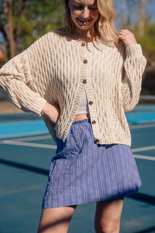 Alice Cotton Cardigan in Natural White - M and L Left
