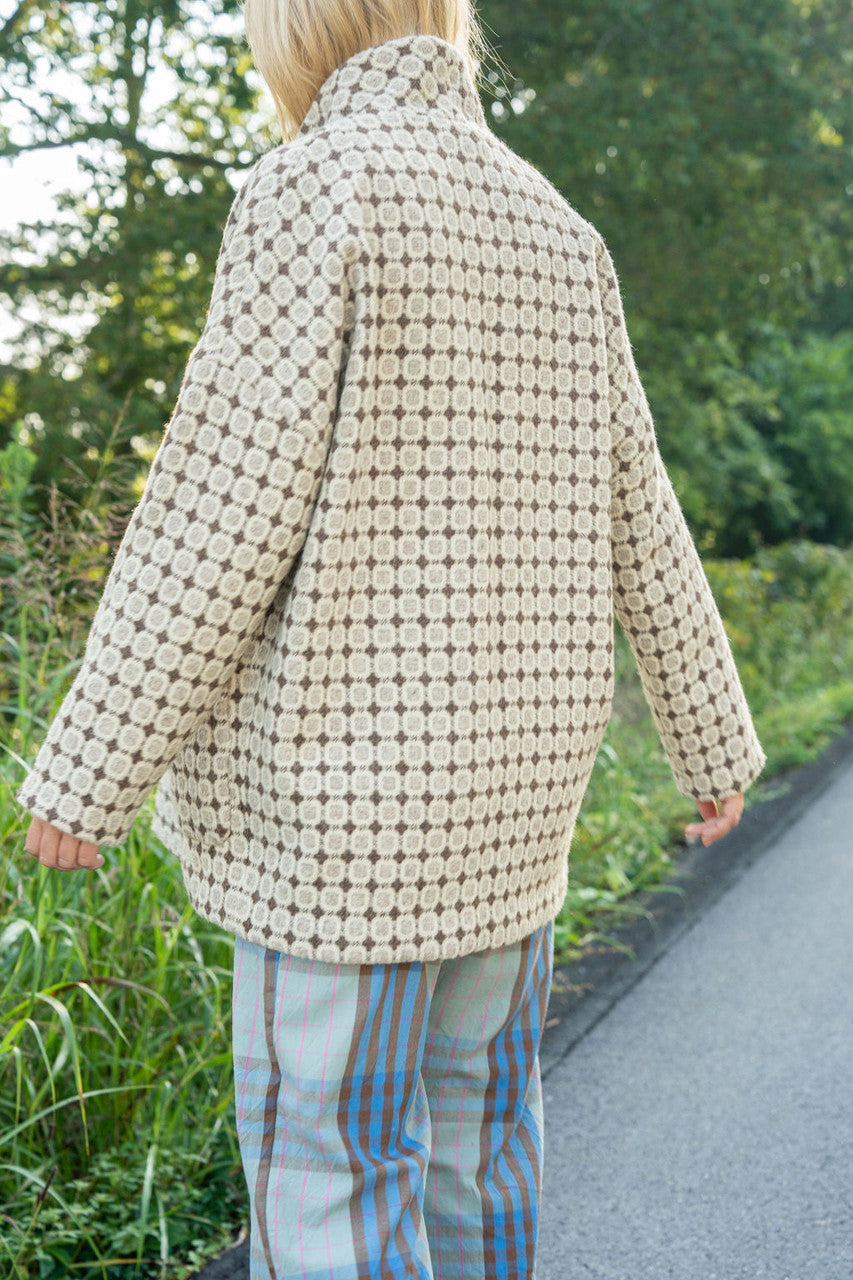 Portuguese Wool Pieper Coat in Brown Vintage Print Made to Order